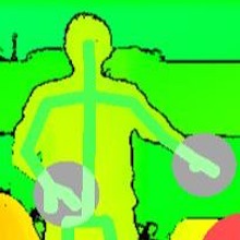 A kinect video image of a student performing sign language.